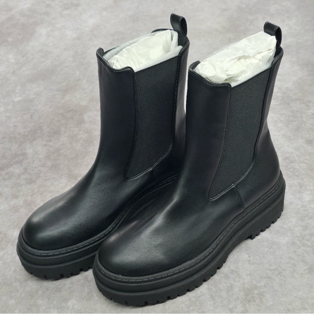 Black Leather Ankle Boots